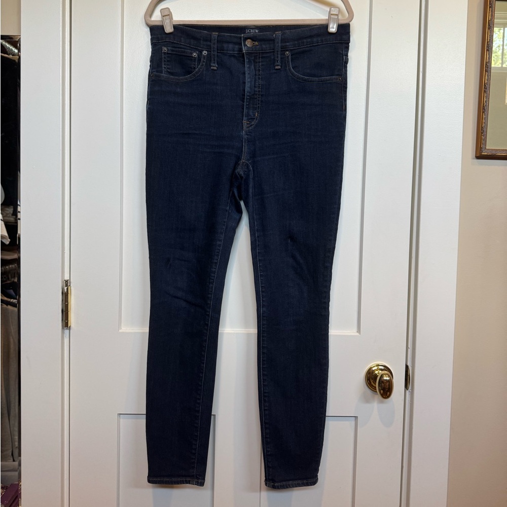 J. Crew 9” High-Rise Skinny Jeans in Dark Blue